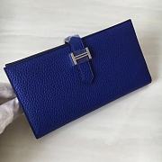 Forubags Hermes Bearn Two-Fold Togo Leather Wallet Blue – 17.5x9x0.5 cm - 1