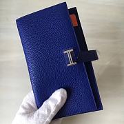 Forubags Hermes Bearn Two-Fold Togo Leather Wallet Blue – 17.5x9x0.5 cm - 3