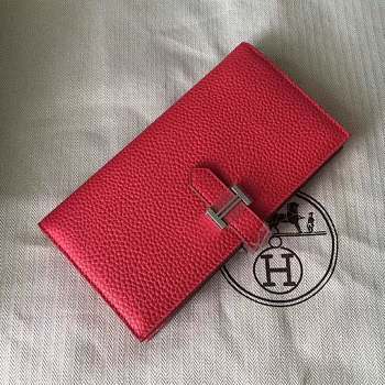 Forubags Hermes Bearn Two-Fold Togo Leather Wallet Pink – 17.5x9x0.5 cm