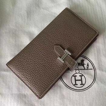 Forubags Hermes Bearn Two-Fold Togo Leather Wallet Elephant Grey – 17.5x9x0.5 cm