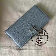 Forubags Hermes Bearn Two-Fold Togo Leather Wallet Linen Blue – 17.5x9x0.5 cm - 1