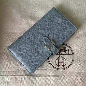 Forubags Hermes Bearn Two-Fold Togo Leather Wallet Linen Blue – 17.5x9x0.5 cm