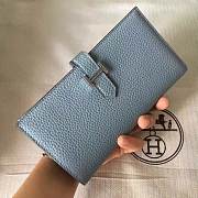 Forubags Hermes Bearn Two-Fold Togo Leather Wallet Linen Blue – 17.5x9x0.5 cm - 5