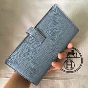 Forubags Hermes Bearn Two-Fold Togo Leather Wallet Linen Blue – 17.5x9x0.5 cm - 3