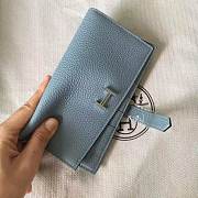 Forubags Hermes Bearn Two-Fold Togo Leather Wallet Linen Blue – 17.5x9x0.5 cm - 2