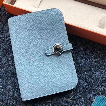 Forubags Hermes Dogon Passport Holder Laser Hardware Buckle 8W Wallet Linen Blue –15x11 cm