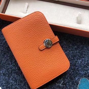 Forubags Hermes Dogon Passport Holder Laser Hardware Buckle 8W Wallet Orange –15x11 cm