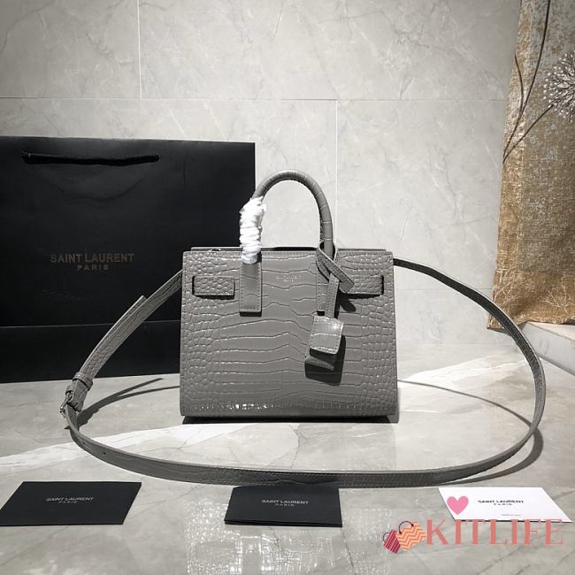 Forubags YSL Classic Sac De Jour Nano In Embossed Crocodile Shiny Leather Grey – 392035 - 22x18x10.5 cm - 1