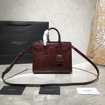 Forubags YSL Classic Sac De Jour Nano In Embossed Crocodile Shiny Leather Bordeaux Red – 392035 - 22x18x10.5 cm