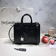Forubags YSL Classic Sac De Jour Nano In Embossed Crocodile Shiny Leather With Padlock Black – 392035 – 22x18x11 cm - 1