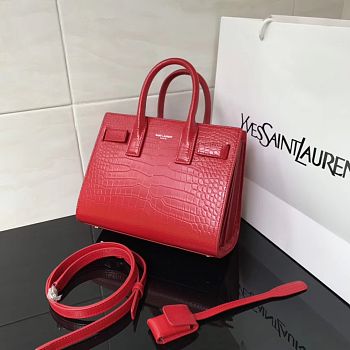 Forubags YSL Classic Sac De Jour Nano In Embossed Crocodile Shiny Leather With Padlock Red– 392035 – 22x18x11 cm