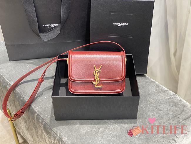 Forubags YSL Solferino Satchel In Box Saint Laurent Leather Maroon red – 634305 – 19x13x5 cm - 1