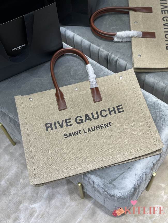 Forubags YSL Rive Gauche Large Tote Bag In Printed Canvas And Leather Beige – 509415 – 48x36x16 cm - 1