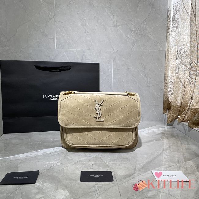 Forubags YSL Niki Imported Frosted Leather Vintage Hardware Deep Beige  – 498894 – 28×20×8 cm - 1