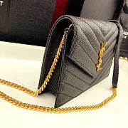 Forubags YSL Envelope Chain Wallet In Grain De Poudre Embossed Leather Gold Metal Logo Black – 393953 – 19x11.5x4 cm - 2