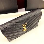 Forubags YSL Envelope Chain Wallet In Grain De Poudre Embossed Leather Gold Metal Logo Black – 393953 – 19x11.5x4 cm - 4