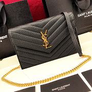 Forubags YSL Envelope Chain Wallet In Grain De Poudre Embossed Leather Gold Metal Logo Black – 393953 – 19x11.5x4 cm - 5