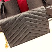 Forubags YSL Envelope Chain Wallet In Grain De Poudre Embossed Leather Gold Metal Logo Black – 393953 – 19x11.5x4 cm - 6