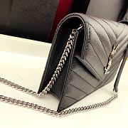 Forubags YSL Envelope Chain Wallet In Grain De Poudre Embossed Leather Silver Metal Logo Black – 393953 – 19x11.5x4 cm - 2