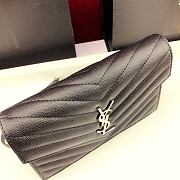 Forubags YSL Envelope Chain Wallet In Grain De Poudre Embossed Leather Silver Metal Logo Black – 393953 – 19x11.5x4 cm - 4