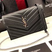 Forubags YSL Envelope Chain Wallet In Grain De Poudre Embossed Leather Silver Metal Logo Black – 393953 – 19x11.5x4 cm - 5