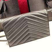 Forubags YSL Envelope Chain Wallet In Grain De Poudre Embossed Leather Silver Metal Logo Black – 393953 – 19x11.5x4 cm - 6