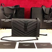 Forubags YSL Envelope Chain Wallet In Grain De Poudre Embossed Leather Matte Logo Black – 393953 – 19x11.5x4 cm - 1