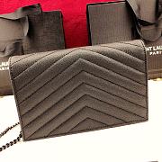 Forubags YSL Envelope Chain Wallet In Grain De Poudre Embossed Leather Matte Logo Black – 393953 – 19x11.5x4 cm - 4