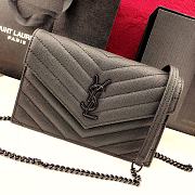 Forubags YSL Envelope Chain Wallet In Grain De Poudre Embossed Leather Matte Logo Black – 393953 – 19x11.5x4 cm - 6