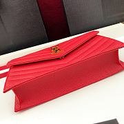 Forubags YSL Envelope Chain Wallet In Grain De Poudre Embossed Leather Gold Metal Logo Rouge Red – 393953 – 19x11.5x4 cm - 3