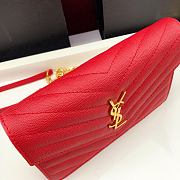 Forubags YSL Envelope Chain Wallet In Grain De Poudre Embossed Leather Gold Metal Logo Rouge Red – 393953 – 19x11.5x4 cm - 2