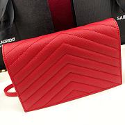 Forubags YSL Envelope Chain Wallet In Grain De Poudre Embossed Leather Gold Metal Logo Rouge Red – 393953 – 19x11.5x4 cm - 4