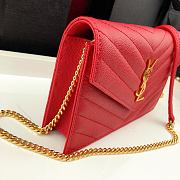 Forubags YSL Envelope Chain Wallet In Grain De Poudre Embossed Leather Gold Metal Logo Rouge Red – 393953 – 19x11.5x4 cm - 6