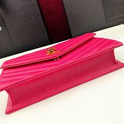 Forubags YSL Envelope Chain Wallet In Grain De Poudre Embossed Leather Gold Metal Logo Deep Pink – 393953 – 19x11.5x4 cm - 2