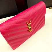Forubags YSL Envelope Chain Wallet In Grain De Poudre Embossed Leather Gold Metal Logo Deep Pink – 393953 – 19x11.5x4 cm - 3