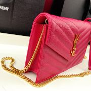 Forubags YSL Envelope Chain Wallet In Grain De Poudre Embossed Leather Gold Metal Logo Deep Pink – 393953 – 19x11.5x4 cm - 4