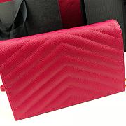Forubags YSL Envelope Chain Wallet In Grain De Poudre Embossed Leather Gold Metal Logo Deep Pink – 393953 – 19x11.5x4 cm - 6