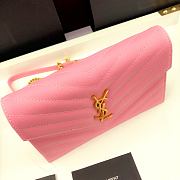 Forubags YSL Envelope Chain Wallet In Grain De Poudre Embossed Leather Gold Metal Logo Light Pink– 393953 – 19x11.5x4 cm - 2
