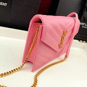 Forubags YSL Envelope Chain Wallet In Grain De Poudre Embossed Leather Gold Metal Logo Light Pink– 393953 – 19x11.5x4 cm - 3