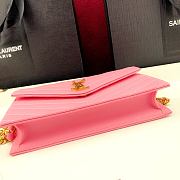 Forubags YSL Envelope Chain Wallet In Grain De Poudre Embossed Leather Gold Metal Logo Light Pink– 393953 – 19x11.5x4 cm - 4