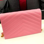 Forubags YSL Envelope Chain Wallet In Grain De Poudre Embossed Leather Gold Metal Logo Light Pink– 393953 – 19x11.5x4 cm - 5
