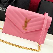 Forubags YSL Envelope Chain Wallet In Grain De Poudre Embossed Leather Gold Metal Logo Light Pink– 393953 – 19x11.5x4 cm - 6