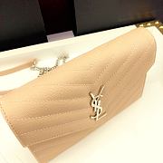 Forubags YSL Envelope Chain Wallet In Grain De Poudre Embossed Leather Silver Metal Logo Cream – 393953 – 19x11.5x4 cm - 3
