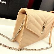 Forubags YSL Envelope Chain Wallet In Grain De Poudre Embossed Leather Silver Metal Logo Cream – 393953 – 19x11.5x4 cm - 4