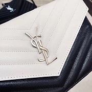 Forubags YSL Envelope Chain Wallet In Grain De Poudre Embossed Leather Silver Metal Logo Black/White – 393953 – 19x11.5x4 cm - 3