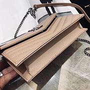 Forubags YSL Envelope Chain Wallet In Grain De Poudre Embossed Leather Silver Metal Logo Dark Beige – 393953 – 19x11.5x4 cm - 3