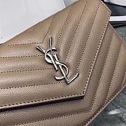 Forubags YSL Envelope Chain Wallet In Grain De Poudre Embossed Leather Silver Metal Logo Dark Beige – 393953 – 19x11.5x4 cm - 5