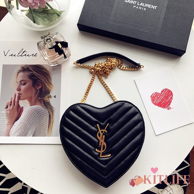Forubags YSL Woc Heart-shaped Chain Bag – 22 cm - 1