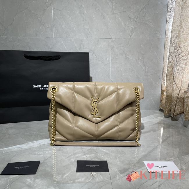 Forubags YSL Loulou Puffer Quilted Shoulder Bag Light Beige – 577475-1- 35x23x13.5 cm - 1