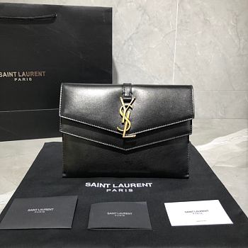 Forubags YSL Sulpice Medium Leather Envelope Clutch Black  – 553566 - 23x17x5 cm